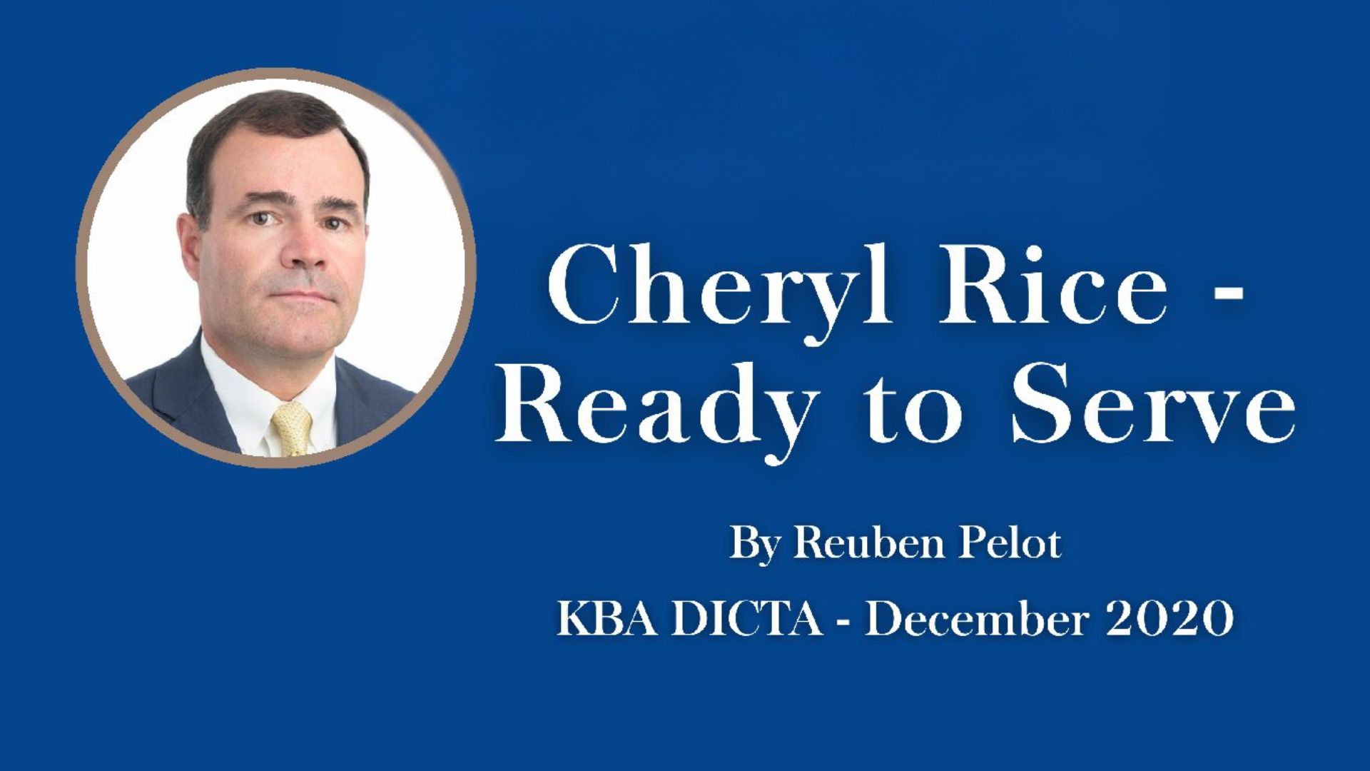 CHERYL RICE – READY TO SERVE By Reuben Pelot